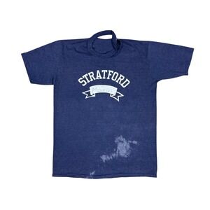 Vtg 80s‎ Stratford School Thrashed T-Shirt Men's S Blue Single Stitch USA